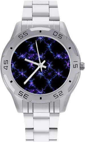 Work Party sometime obstruct precise Purple Snowflake Lightning Feather Classic Wrist Watches for Men Casual Business Dress Watch with Stainless Steel Band 