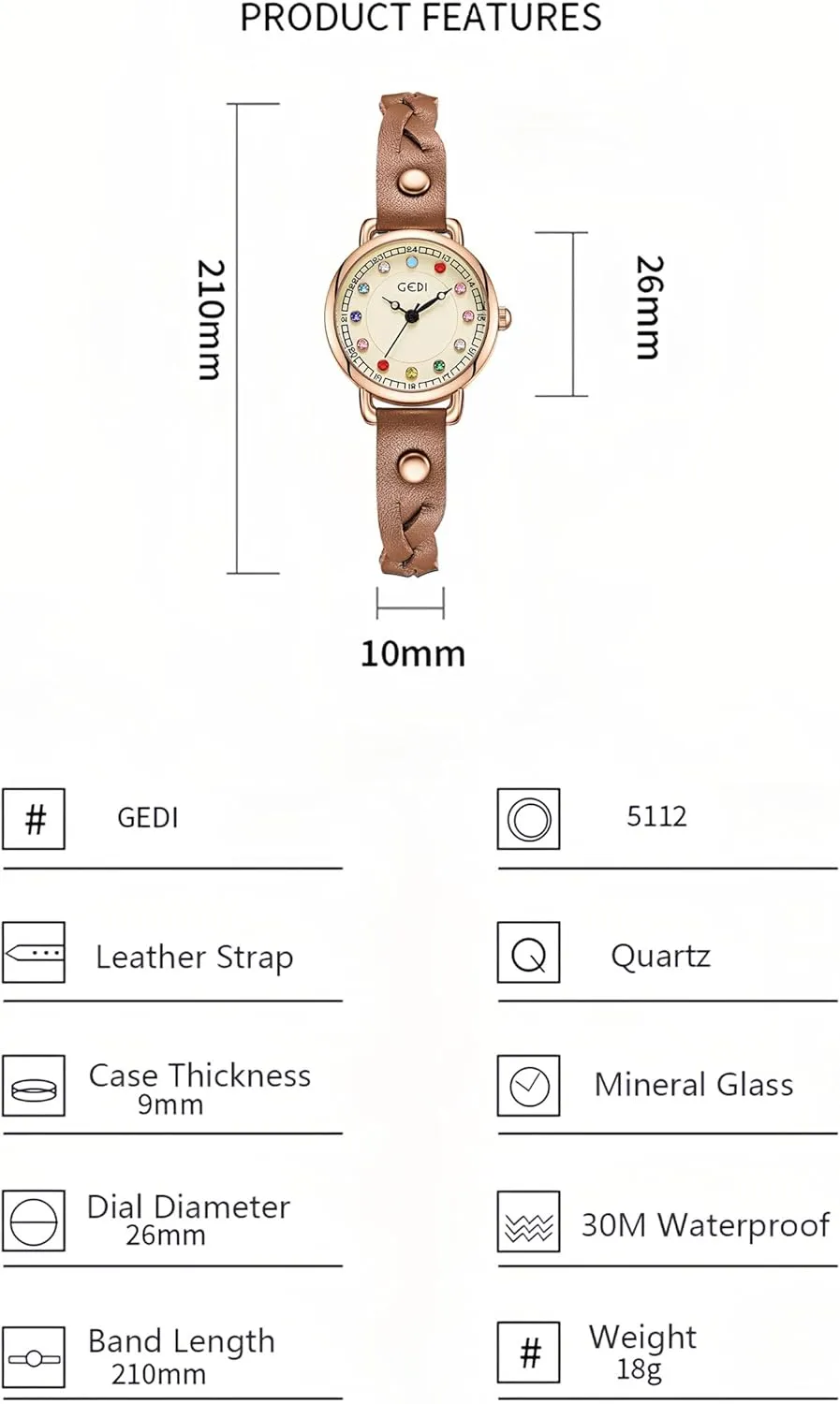 Woven Leather liable Strap Trendy Elegant Quartz Watch for Women Casual Style Waterproof Ladies Gift Gosasa Fashion Colorful Zircon Women Watch with 