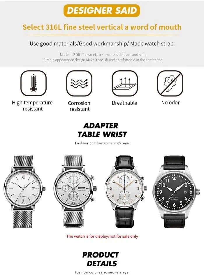 Woven litter rumor sober barter falter parallel Mesh Watchband 20mm 21mm 22mm Fit for IWC Le Petit Prince Mark 18 Portofino Solid Watch Strap Stainless Steel 