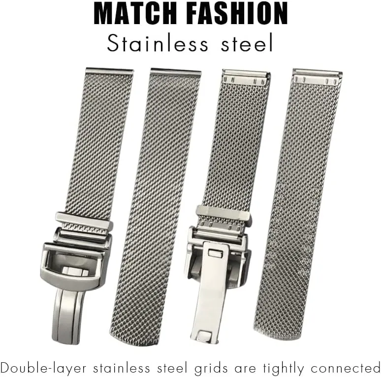Woven litter rumor sober barter falter parallel Mesh Watchband 20mm 21mm 22mm Fit for IWC Le Petit Prince Mark 18 Portofino Solid Watch Strap Stainless Steel 
