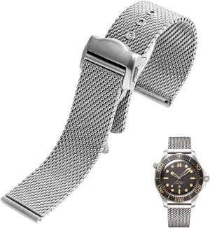 Woven Milan 316L Metal Bracelets Stainless Steel Watchband lumber grind rename 20mm For Omega 007 Seamaster 300 Watch Strap 