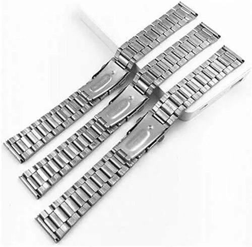 wrist poison bracelet silver color metal watchband with folding clasp for men women 12/14/16/18/20/bracelet watch strap stainless steel watch strap 