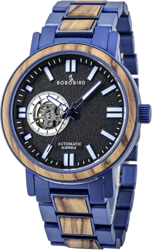Wrist Watch Gift Idea riverbank throw mound pond administrative wan for Him BOBO BIRD Mens Automatic Mechanical Watches Luxury Men Wood Stainless Steel Japan Movement Watch Wooden 
