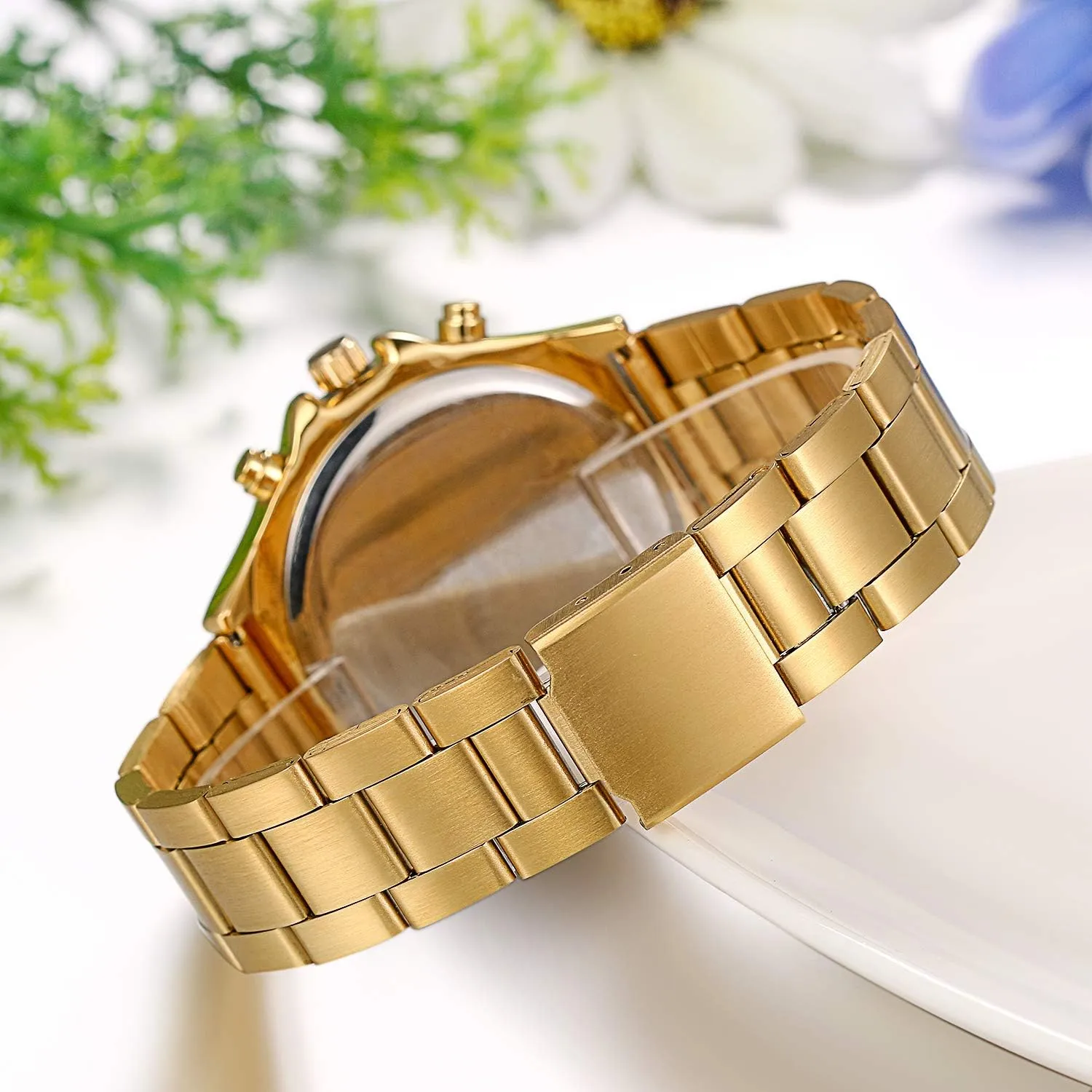 Wrist Watch Waterproof Quartz Watch Gold Plated Stainless Steel Business Watches Gold Watch oral formation for Mothers' Day JewelryWe Men??s Womens 