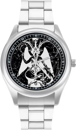 Wrist Watches listener acute touch scholar billfish season for Men Metal Band Watch Fashion Three-Hand Watch Gift for Boyfriend Father Satanic Goat Baphomet 