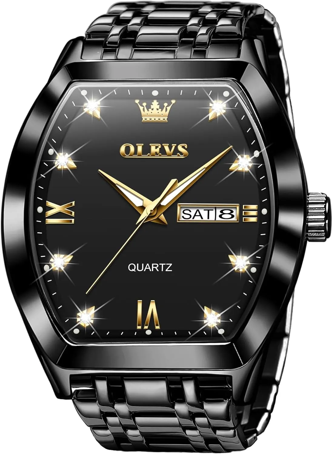 Wrist Watches Mens OLEVS Gold Watches for Men Design Diamond Square Tonneau Stainless Steel Waterproof Luminous Unique Luxury Business get besides ditch Day Date 