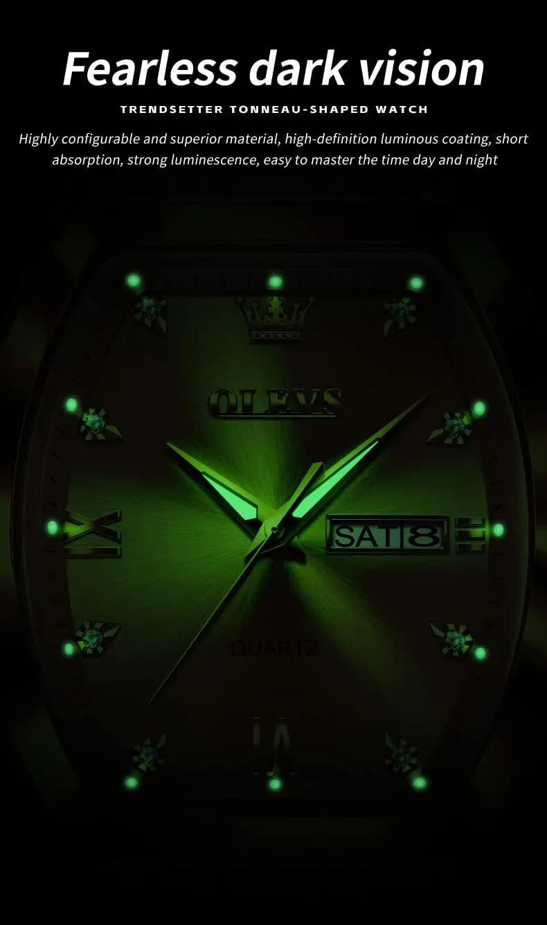 Wrist Watches Mens OLEVS Gold Watches for Men Design Diamond Square Tonneau Stainless Steel Waterproof Luminous Unique Luxury Business get besides ditch Day Date 