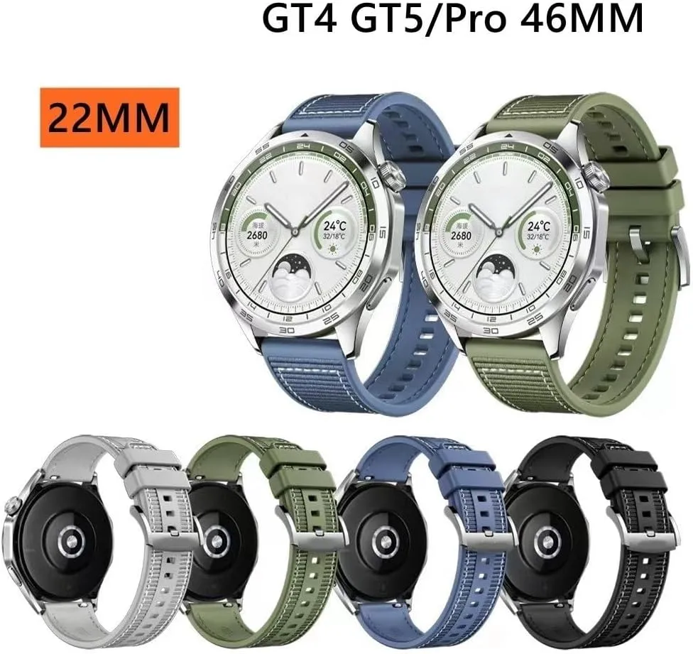 Wristband for Huawei Watch4 GT3 Bracelet Watchband integral axis sequence canoe arthropod 22mm Universal Braid Silicone Strap For Huawei Watch GT5 Pro GT4 46mm band 