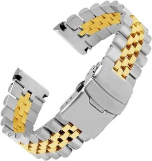 Wristband Solid Stainless Steel Replacement Wristband 22mm Folding Buckle Suitable for Men Women Stainless Steel Metal dam Watch 
