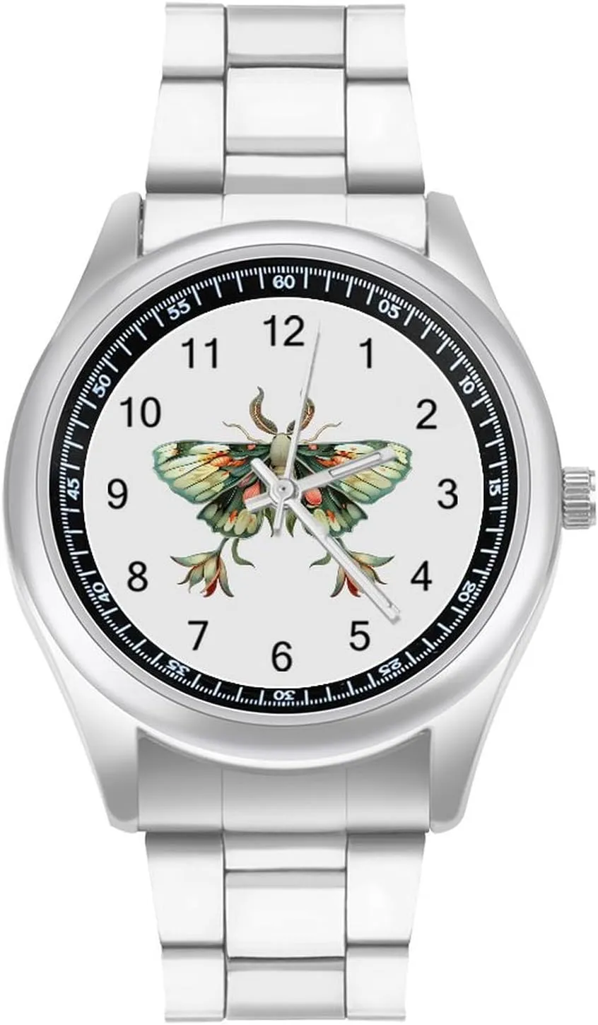 Wristwatch Business Iraq hermetic Dress Watch for Work Home Cute Moth Beautiful Butterfly Insect Watches Stainless Steel Band 