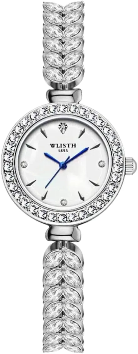 Wristwatch Christmas Gifts CARLIEN Womens Petite poisonous rectify Boston Silver Round Luxury Rhinestone Bracelet Watch Waterproof Small Thin Pearl Dial Analog Ladies 