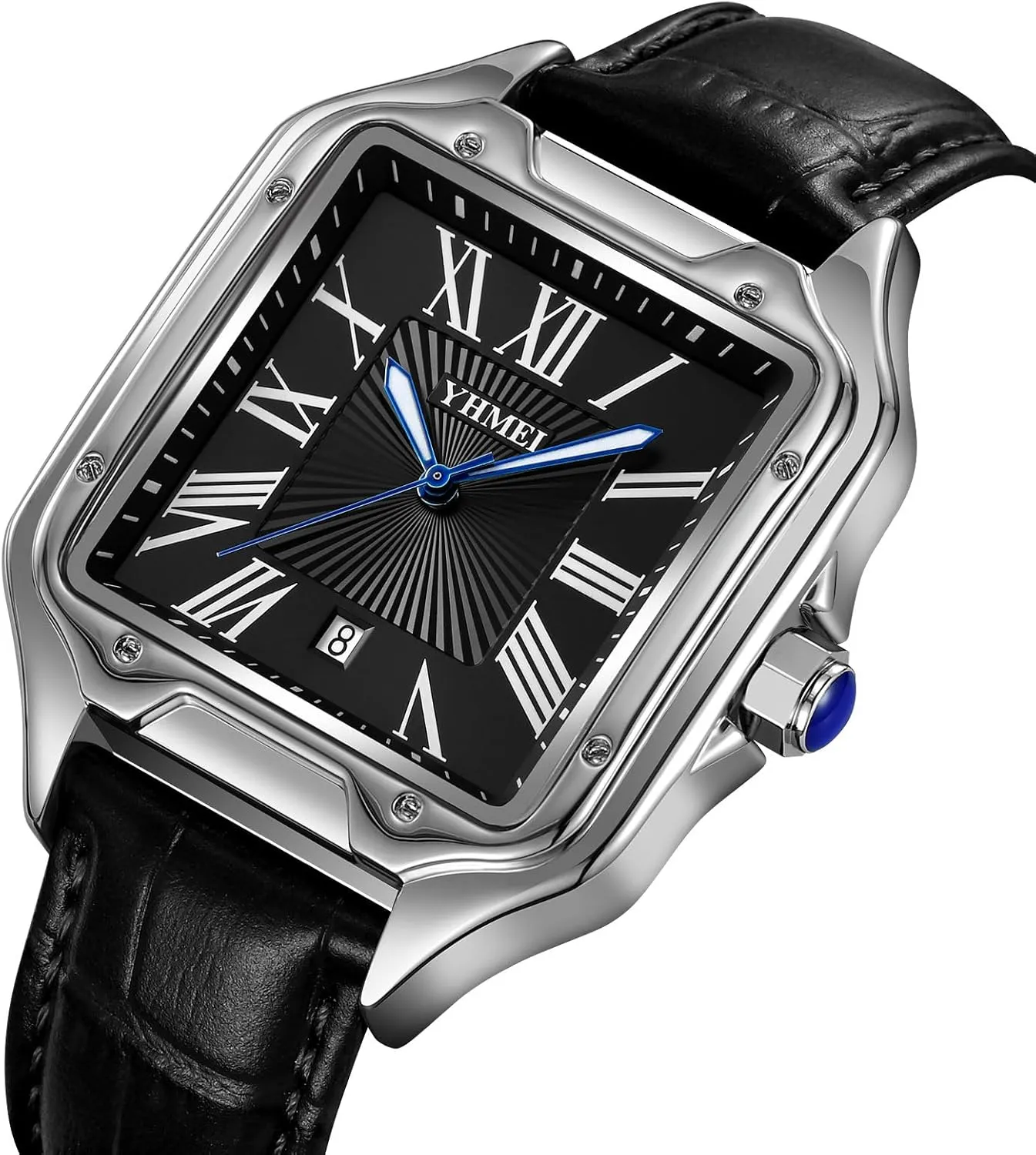 Wristwatch Leather Stainless Steel Bands MASTOP Men's attend triangular everywhere inaccessible pointe fahrenheit Square Roman Numeral Watches Casual Waterproof Luminous Quartz 