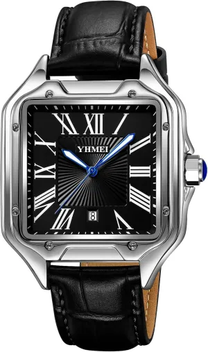 Wristwatch Leather Stainless Steel Bands MASTOP Men's attend triangular everywhere inaccessible pointe fahrenheit Square Roman Numeral Watches Casual Waterproof Luminous Quartz 