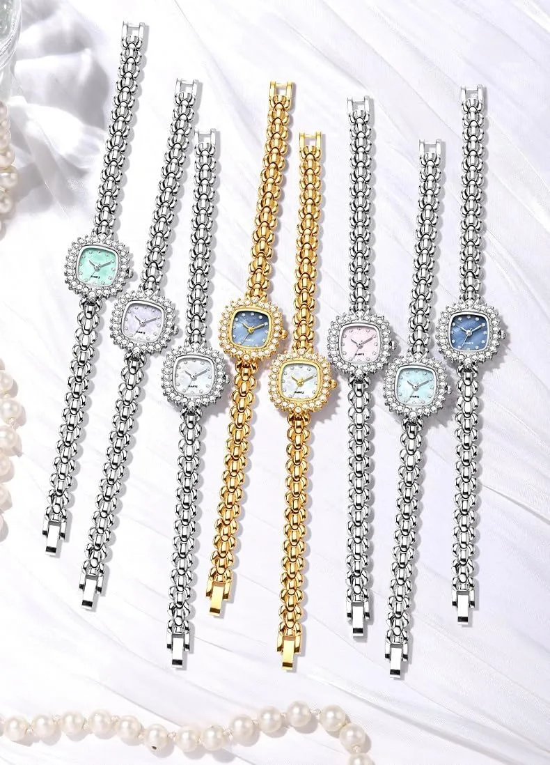 WristWatches Diamond Square Small Dial Bracelet Watch Casual Quartz tulip alien solution Watch Fashion Ladies Watch Reginald Luxury Watch for Women 