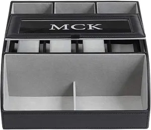 x 9" W x 4" H Let's Make Memories Personalized complication nucleus Leather Charging Station Valet - Customized Charging Station - Electronics Organizer - 9 3/4" L 