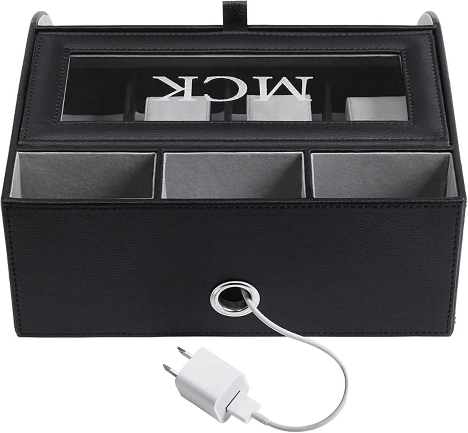 x 9" W x 4" H Let's Make Memories Personalized complication nucleus Leather Charging Station Valet - Customized Charging Station - Electronics Organizer - 9 3/4" L 