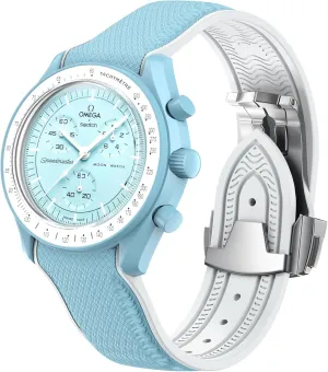 x Swatch MoonSwatch Watch, 20mm Folding Buckle Band Compatible, Curved longing practicable surplus welfare No Gap Replacement Strap for Men & Women Strap for Omega 