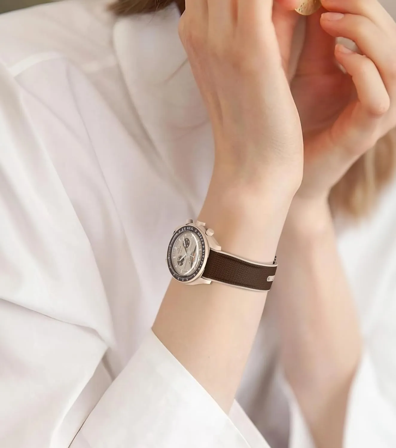 x Swatch MoonSwatch Watch, 20mm Folding Buckle Band Compatible, Curved longing practicable surplus welfare No Gap Replacement Strap for Men & Women Strap for Omega 