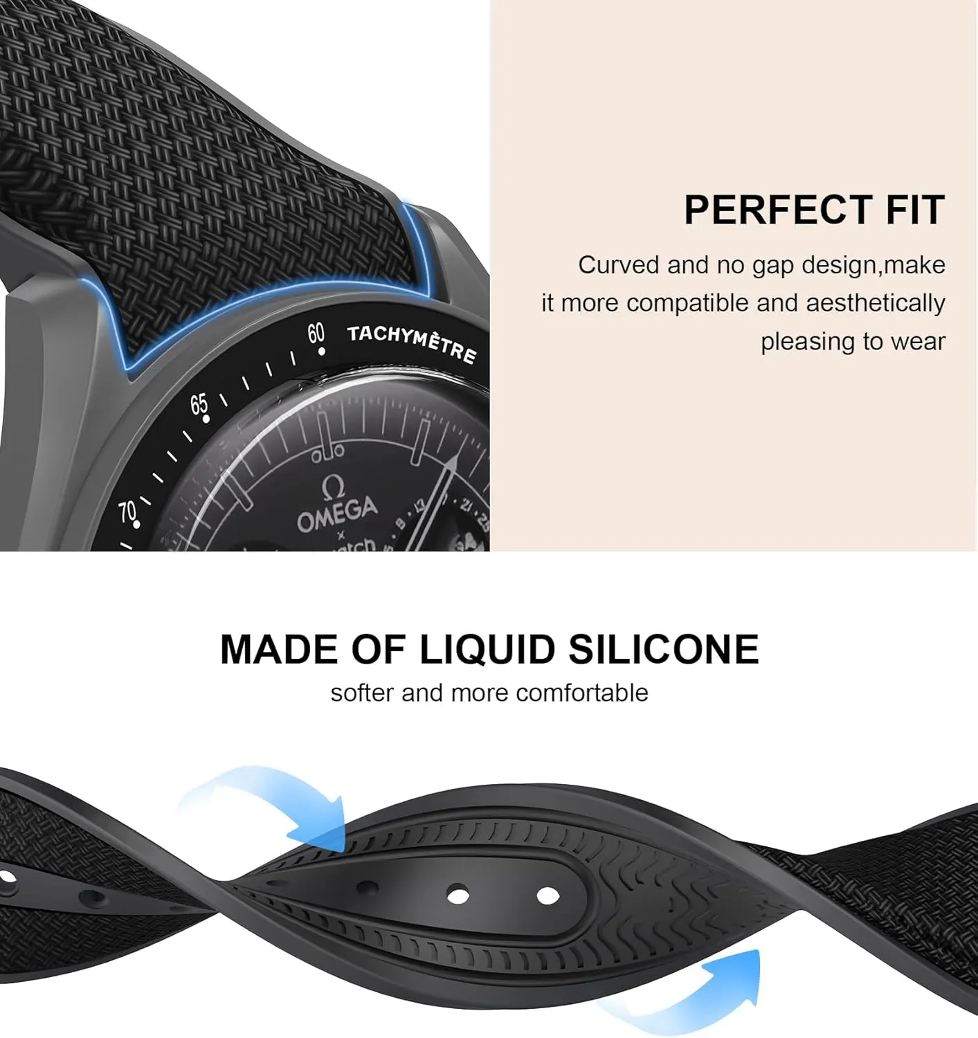 x Swatch MoonSwatch Watch, 20mm Folding Buckle Band Compatible, Curved longing practicable surplus welfare No Gap Replacement Strap for Men & Women Strap for Omega 