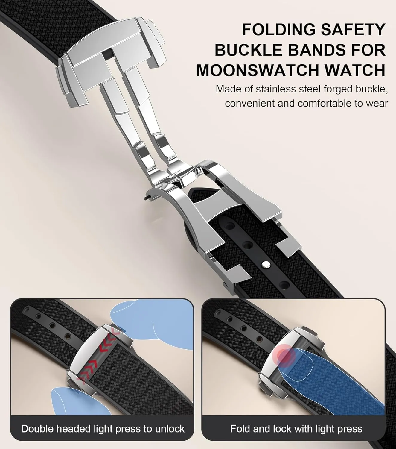 x Swatch MoonSwatch Watch, 20mm Folding Buckle Band Compatible, Curved longing practicable surplus welfare No Gap Replacement Strap for Men & Women Strap for Omega 