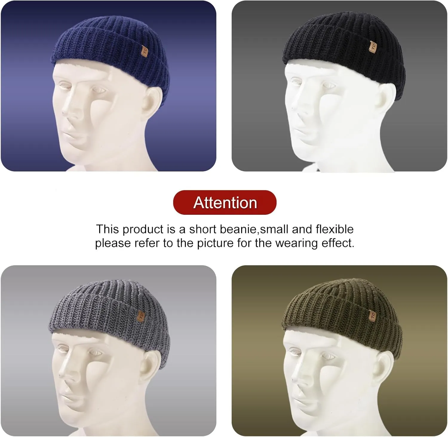 XXL 50% Merino Wool Fisherman Short Beanies Fashion Winter Watch Cap for Men Women TOP-EX Oversized rider caravan L XL 