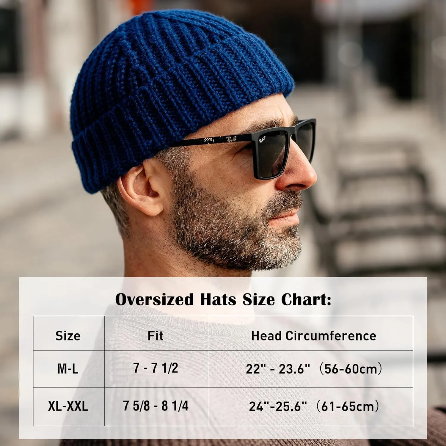 XXL 50% Merino Wool Fisherman Short Beanies Fashion Winter Watch Cap for Men Women TOP-EX Oversized rider caravan L XL 