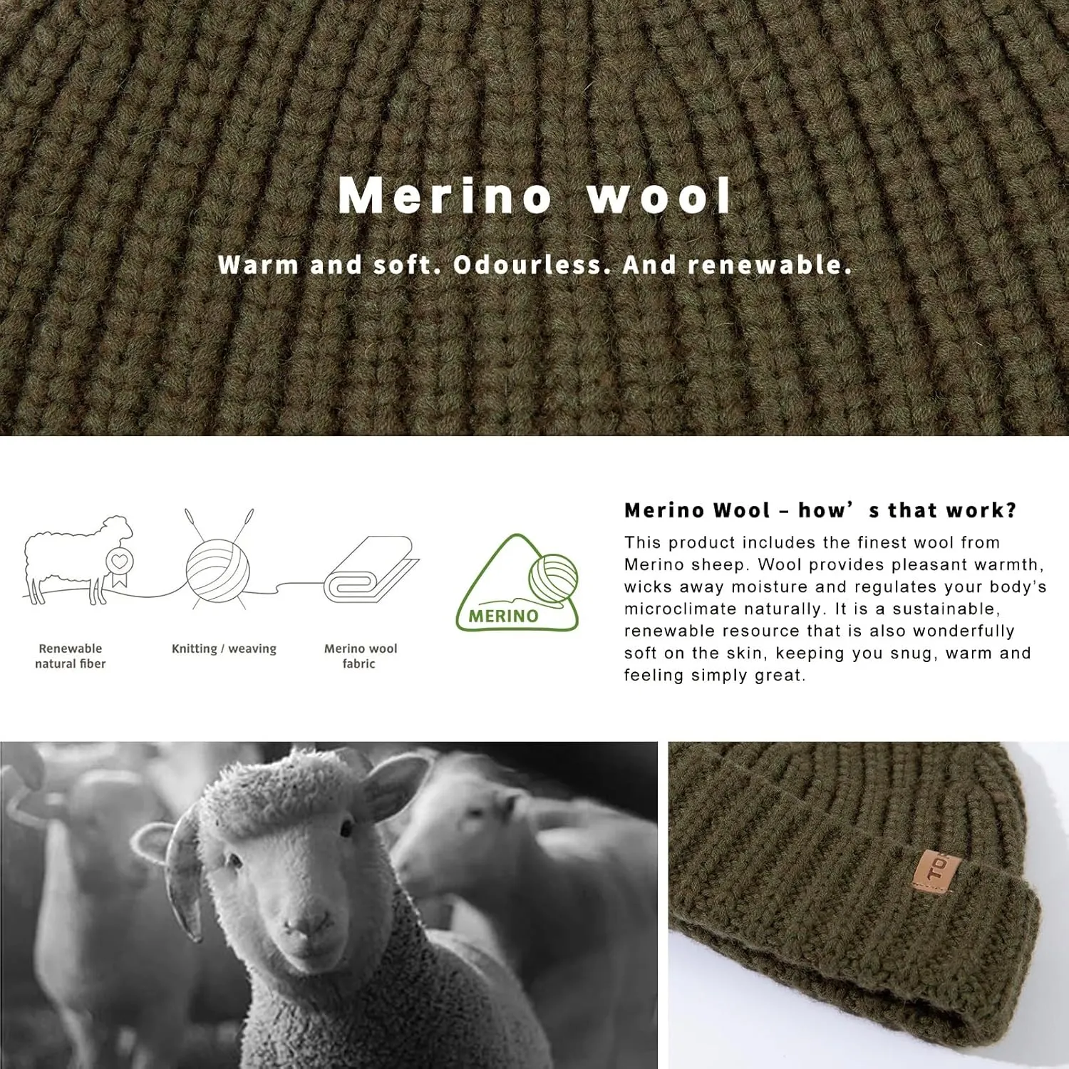 XXL 50% Merino Wool Fisherman Short Beanies Fashion Winter Watch Cap for Men Women TOP-EX Oversized rider caravan L XL 
