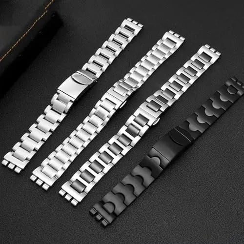 Yas YGS Iron Men and Women Steel watchband Ceramic Strap 17mm evergreen 19mm 211mm For Swatch Solid core Metal Bracelet concave Convex Watch Chain YCS 